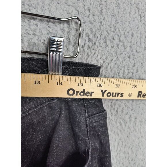 Vocal Jeans Waist 32 Tapered Distressed Jewel Bling Roll Cuff Black Denim - Picture 5 of 9